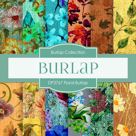 Floral Burlap Digital Paper DP3767 - Digital Paper Shop