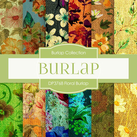 Floral Burlap Digital Paper DP3768 - Digital Paper Shop