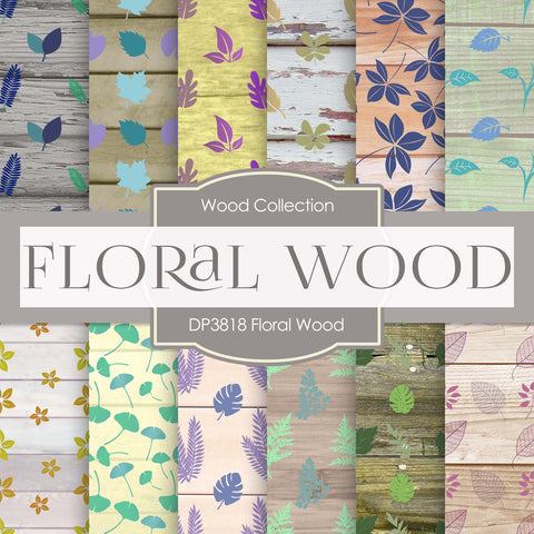 Floral Wood Digital Paper DP3818 - Digital Paper Shop