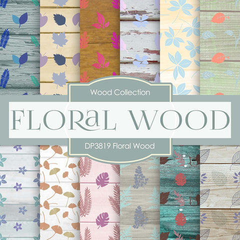 Floral Wood Digital Paper DP3819 - Digital Paper Shop