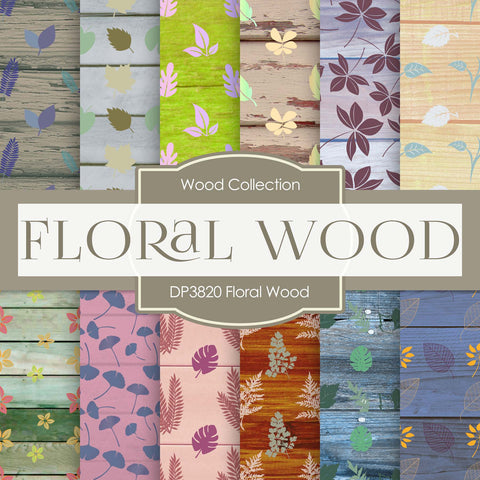 Floral Wood Digital Paper DP3820 - Digital Paper Shop