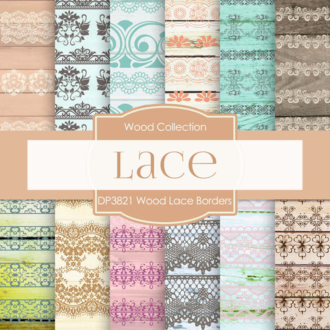 Wood Lace Borders Digital Paper DP3821 - Digital Paper Shop