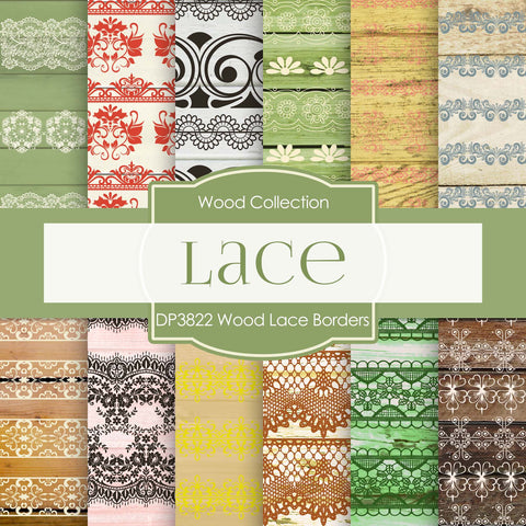 Wood Lace Borders Digital Paper DP3822 - Digital Paper Shop