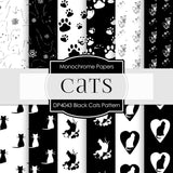 Black Cats Pattern Digital Paper DP4043 - Digital Paper Shop