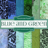 Blue and Green Handmade Paper Digital Paper DP4045 - Digital Paper Shop