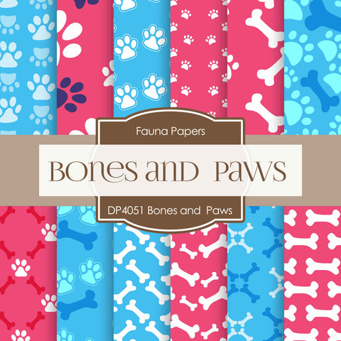 Bones and Paws Digital Paper DP4051 - Digital Paper Shop