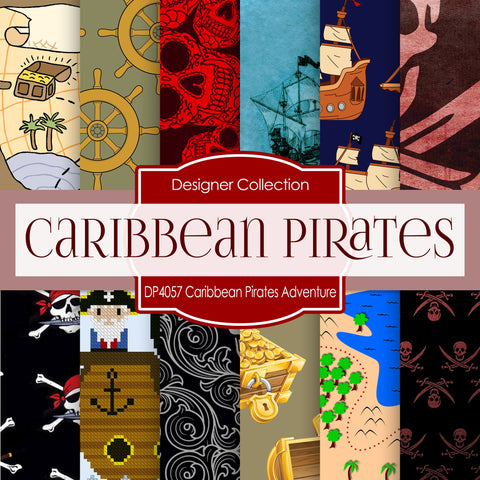 Caribbean Pirates Adventure Digital Paper DP4057 - Digital Paper Shop