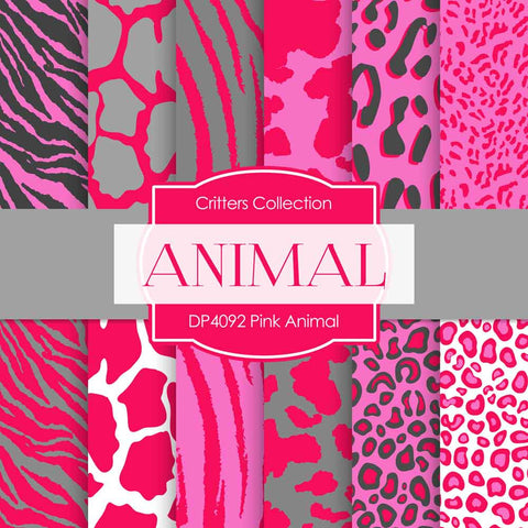 Pink Animal Digital Paper DP4092 - Digital Paper Shop