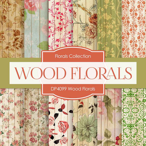 Wood Florals Digital Paper DP4099 - Digital Paper Shop