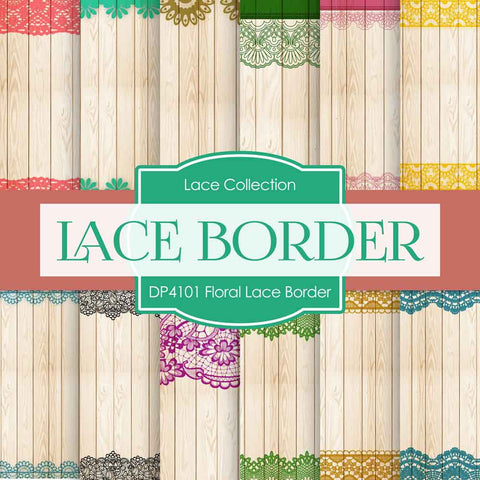 Floral Lace Border Digital Paper DP4101 - Digital Paper Shop