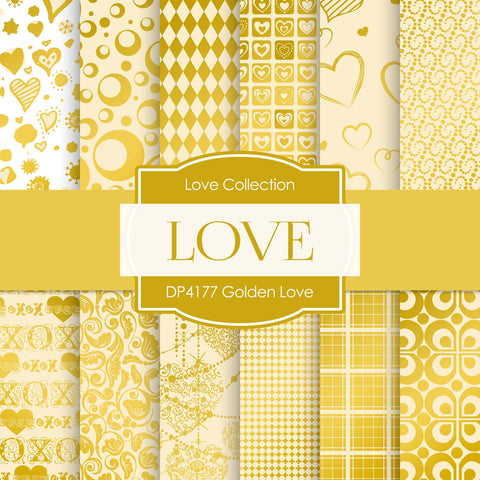 Golden Love Digital Paper DP4177 - Digital Paper Shop