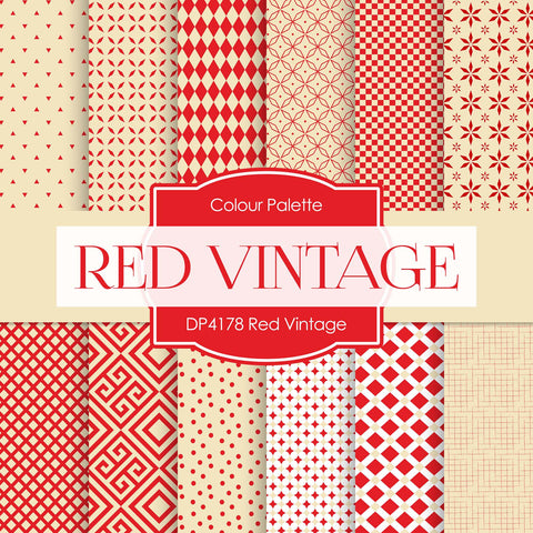 Red Vintage Digital Paper DP4178 - Digital Paper Shop