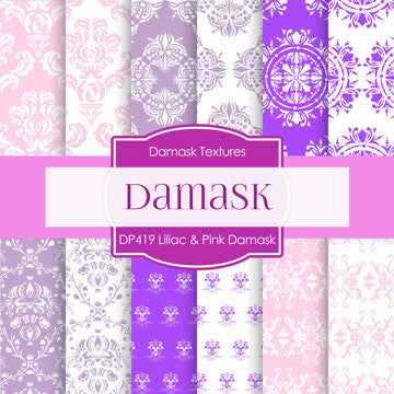 Lilac & Pink Damask Digital Paper DP419 - Digital Paper Shop
