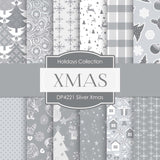 Silver Xmas Digital Paper DP4221A - Digital Paper Shop