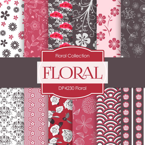Floral Digital Paper DP4230A - Digital Paper Shop
