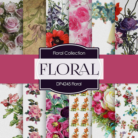 Floral Digital Paper DP4245 - Digital Paper Shop