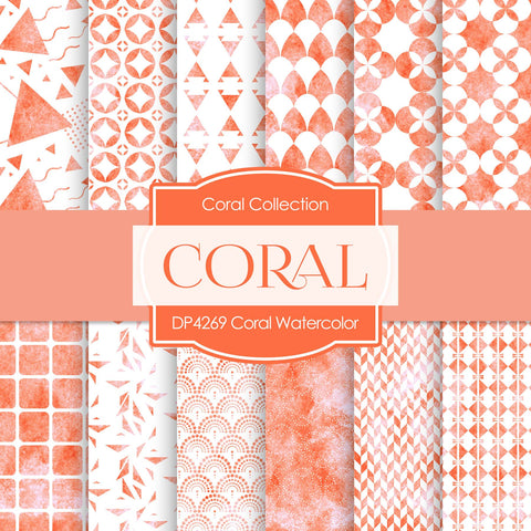 Coral Watercolor Digital Paper DP4269 - Digital Paper Shop
