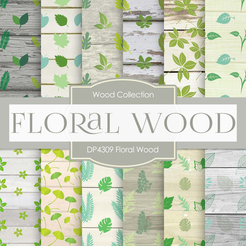 Floral Wood Digital Paper DP4309 - Digital Paper Shop