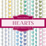 Rainbow Hearts Digital Paper DP4381C - Digital Paper Shop