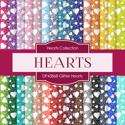 Glitter Hearts Digital Paper DP4386B - Digital Paper Shop