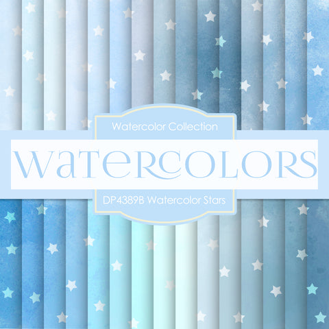 Watercolor Stars Digital Paper DP4389B - Digital Paper Shop