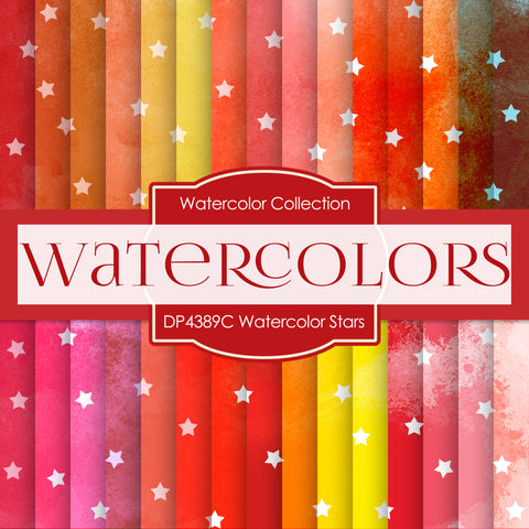 Watercolor Stars Digital Paper DP4389C - Digital Paper Shop
