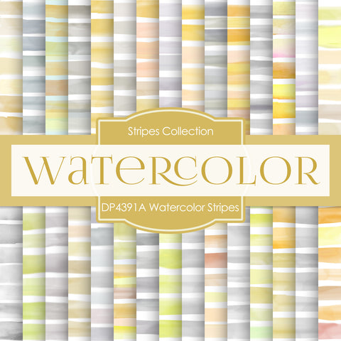Watercolor Stripes Digital Paper DP4391A - Digital Paper Shop