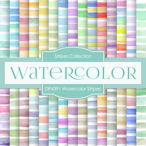 Watercolor Stripes Digital Paper DP4391 - Digital Paper Shop