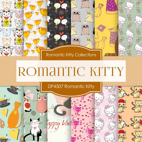 Romantic Kitty Digital Paper DP4507 - Digital Paper Shop