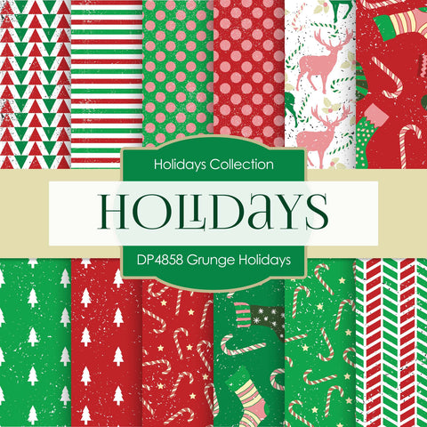 Grunge Holidays Digital Paper DP4858 - Digital Paper Shop