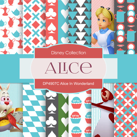 Alice In Wonderland Digital Paper DP4907C - Digital Paper Shop