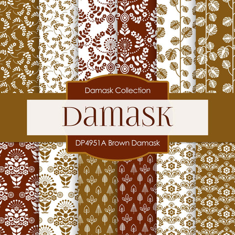 Brown Damask Digital Paper DP4951A - Digital Paper Shop