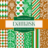 Green Damask Digital Paper DP4962B - Digital Paper Shop