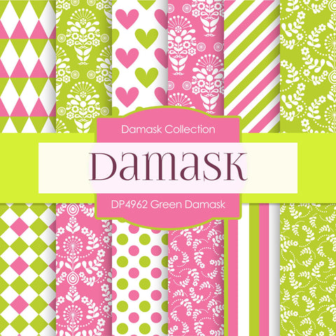 Green Damask Digital Paper DP4962 - Digital Paper Shop