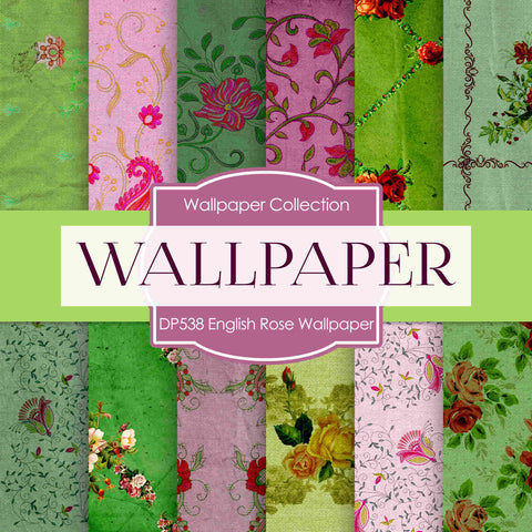 English Rose Wallpaper Digital Paper DP538 - Digital Paper Shop