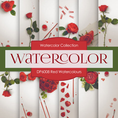 Red Watercolor Digital Paper DP6008 - Digital Paper Shop - 1