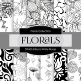 Black White Florals Digital Paper DP6014 - Digital Paper Shop - 1