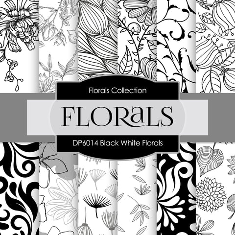 Black White Florals Digital Paper DP6014 - Digital Paper Shop - 1