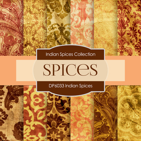 Indian Spices Garden Digital Paper DP6033 - Digital Paper Shop - 1