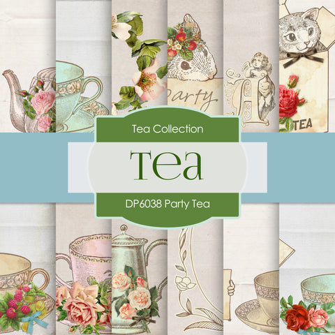 Party Tea Digital Paper DP6038 - Digital Paper Shop - 1