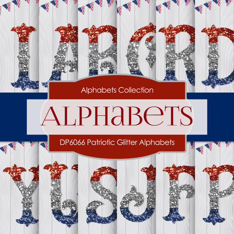 Patriotic Glitter Alphabets Digital Paper DP6066 - Digital Paper Shop - 1