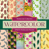 Watercolor Flowers Digital Paper DP6076 - Digital Paper Shop