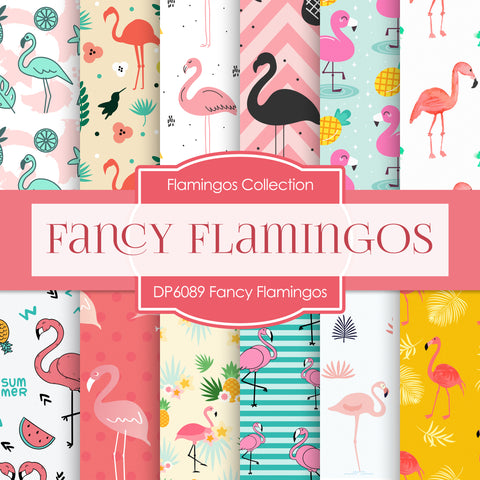Fancy Flamingos Digital Paper DP6089A - Digital Paper Shop