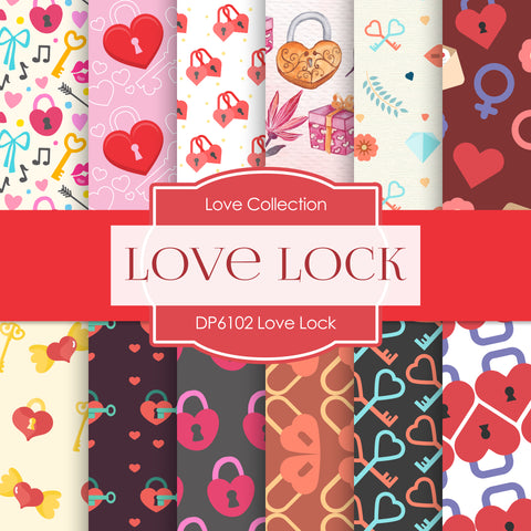 Love Lock Digital Paper DP6102A - Digital Paper Shop