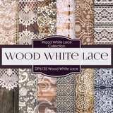 White Wood Lace Digital Paper DP6135A - Digital Paper Shop