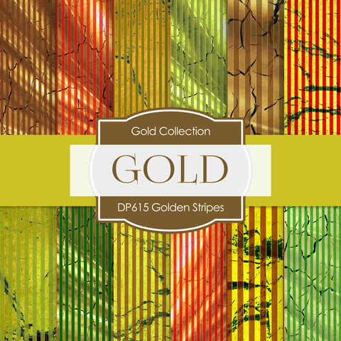 Golden Stripes Digital Paper DP615 - Digital Paper Shop