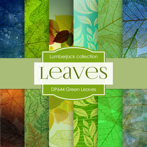 Green Leaves Digital Paper DP644 - Digital Paper Shop
