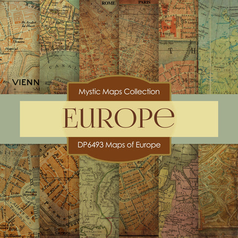 Maps of Europe Digital Paper DP6493 - Digital Paper Shop