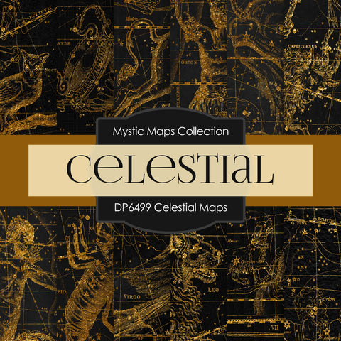 Celestial Maps Digital Paper DP6499 - Digital Paper Shop