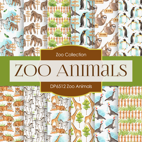 Zoo Animals Digital Paper DP6512 - Digital Paper Shop